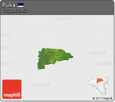 Satellite 3D Map of Puka, single color outside