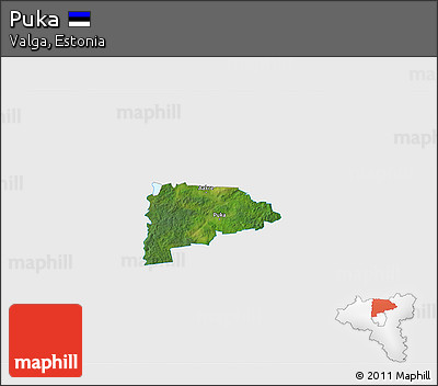 Satellite 3D Map of Puka, single color outside