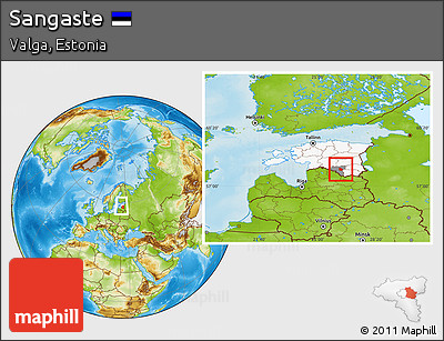 Physical Location Map of Sangaste, highlighted country, highlighted parent region, within the entire country
