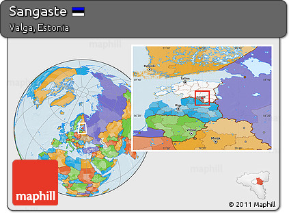 Political Location Map of Sangaste, highlighted country, highlighted parent region