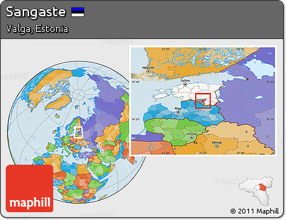 Political Location Map of Sangaste, highlighted country, highlighted parent region