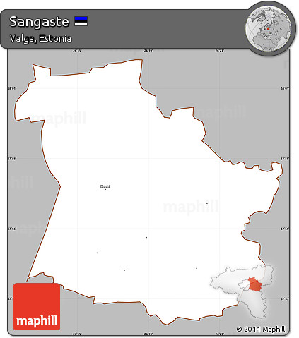 Gray Simple Map of Sangaste, cropped outside