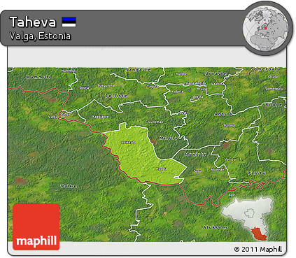 Physical 3D Map of Taheva, satellite outside