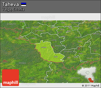 Physical 3D Map of Taheva, satellite outside