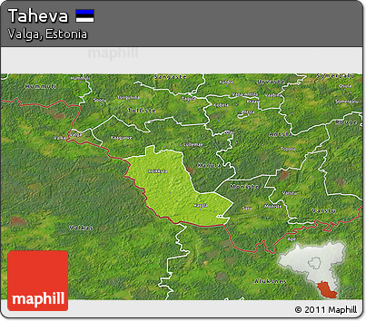 Physical 3D Map of Taheva, satellite outside