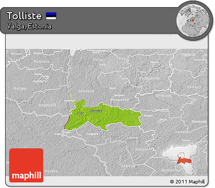 Physical 3D Map of Tolliste, lighten, desaturated