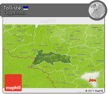 Satellite 3D Map of Tolliste, physical outside