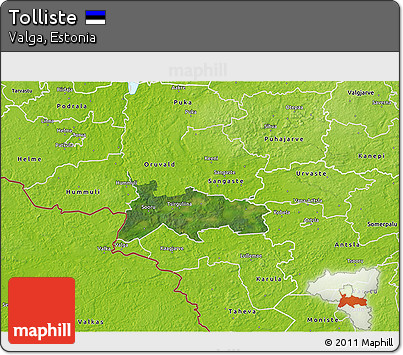 Satellite 3D Map of Tolliste, physical outside