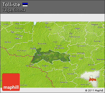 Satellite 3D Map of Tolliste, physical outside