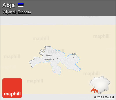 Classic Style 3D Map of Abja, single color outside