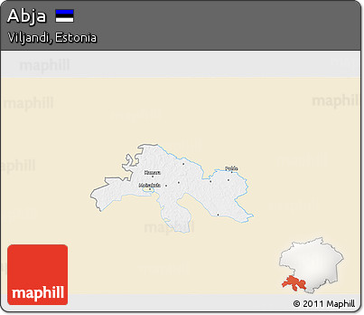 Classic Style 3D Map of Abja, single color outside