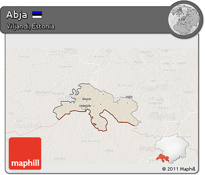 Shaded Relief 3D Map of Abja, lighten