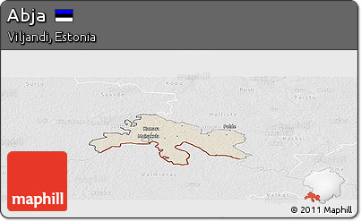 Shaded Relief Panoramic Map of Abja, lighten, desaturated