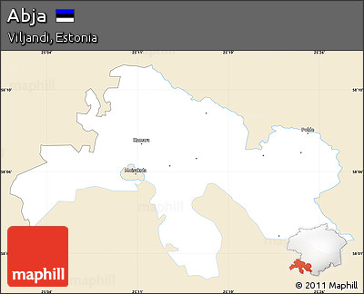 Classic Style Simple Map of Abja, single color outside