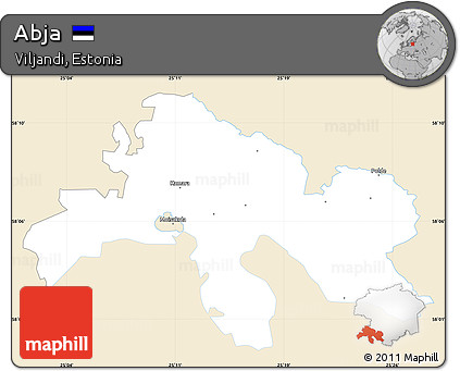 Classic Style Simple Map of Abja, single color outside