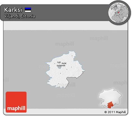 Gray 3D Map of Karksi, single color outside