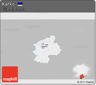 Gray 3D Map of Karksi, single color outside