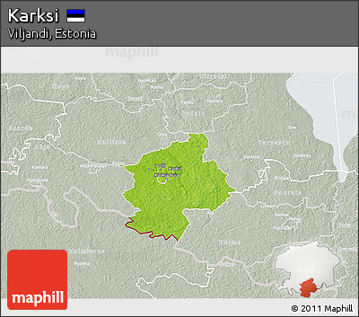 Physical 3D Map of Karksi, lighten, semi-desaturated