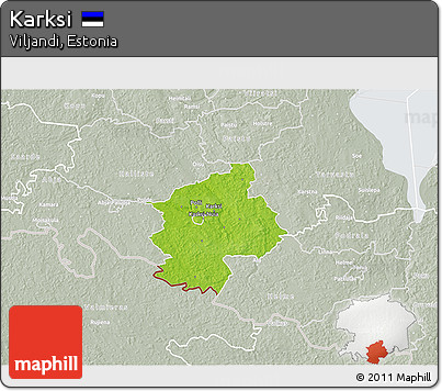 Physical 3D Map of Karksi, lighten, semi-desaturated