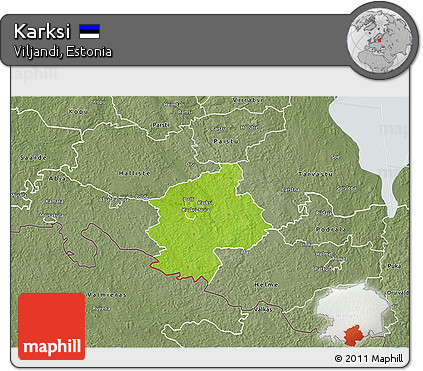 Physical 3D Map of Karksi, semi-desaturated