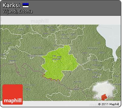 Physical 3D Map of Karksi, semi-desaturated