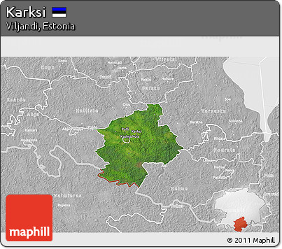 Satellite 3D Map of Karksi, lighten, desaturated