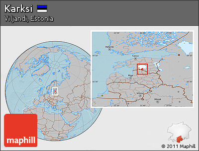 Gray Location Map of Karksi, highlighted parent region, hill shading