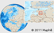 Shaded Relief Location Map of Karksi, within the entire country