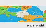 Shaded Relief Panoramic Map of Karksi, political outside