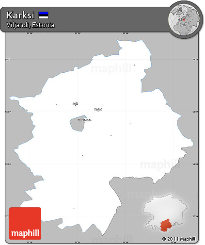 Gray Simple Map of Karksi, single color outside