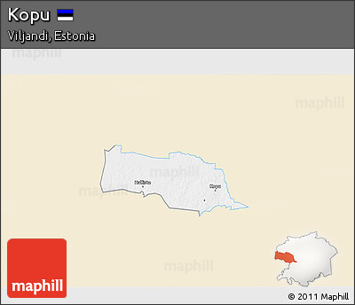 Classic Style 3D Map of Kopu, single color outside