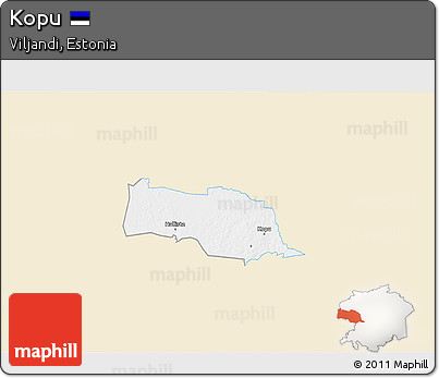Classic Style 3D Map of Kopu, single color outside