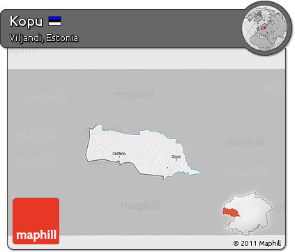 Gray 3D Map of Kopu, single color outside