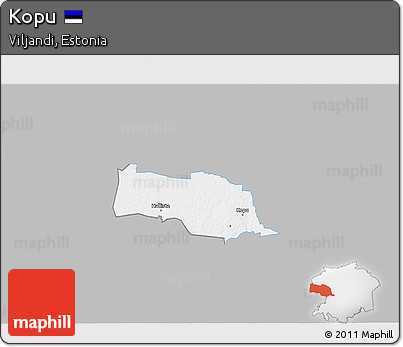 Gray 3D Map of Kopu, single color outside