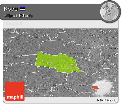 Physical 3D Map of Kopu, desaturated