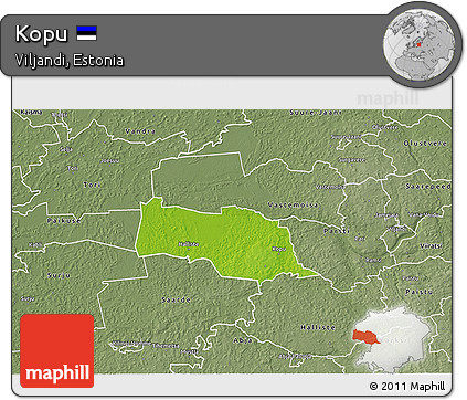 Physical 3D Map of Kopu, semi-desaturated