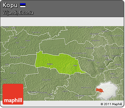 Physical 3D Map of Kopu, semi-desaturated