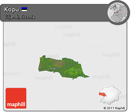 Satellite 3D Map of Kopu, single color outside