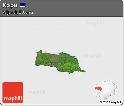 Satellite 3D Map of Kopu, single color outside