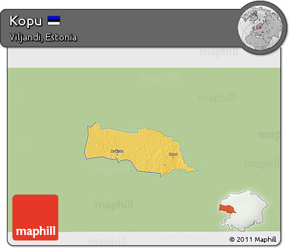 Savanna Style 3D Map of Kopu, single color outside