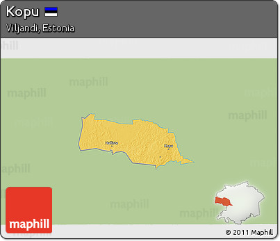 Savanna Style 3D Map of Kopu, single color outside