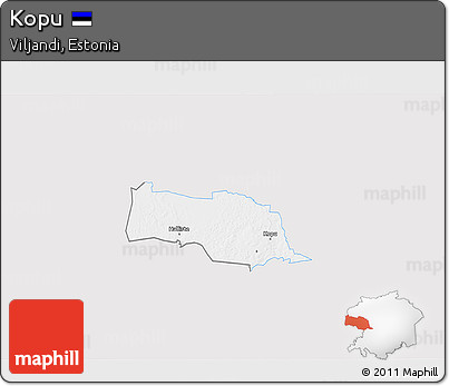 Silver Style 3D Map of Kopu, single color outside