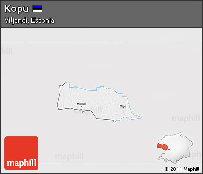 Silver Style 3D Map of Kopu, single color outside