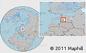 Gray Location Map of Kopu, highlighted parent region, within the entire country, hill shading