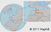 Gray Location Map of Kopu, highlighted parent region, hill shading
