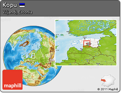Physical Location Map of Kopu, highlighted country, highlighted parent region, within the entire country
