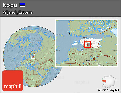 Savanna Style Location Map of Kopu, highlighted country, highlighted parent region, within the entire country, hill shading