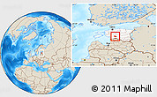 Shaded Relief Location Map of Kopu, highlighted country, within the entire country