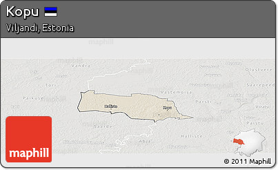 Shaded Relief Panoramic Map of Kopu, lighten, semi-desaturated
