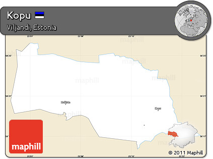 Classic Style Simple Map of Kopu, single color outside